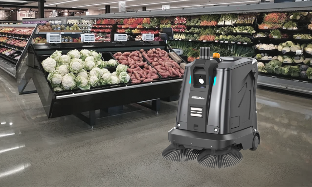 Autonomous cleaning robot in a supermarket