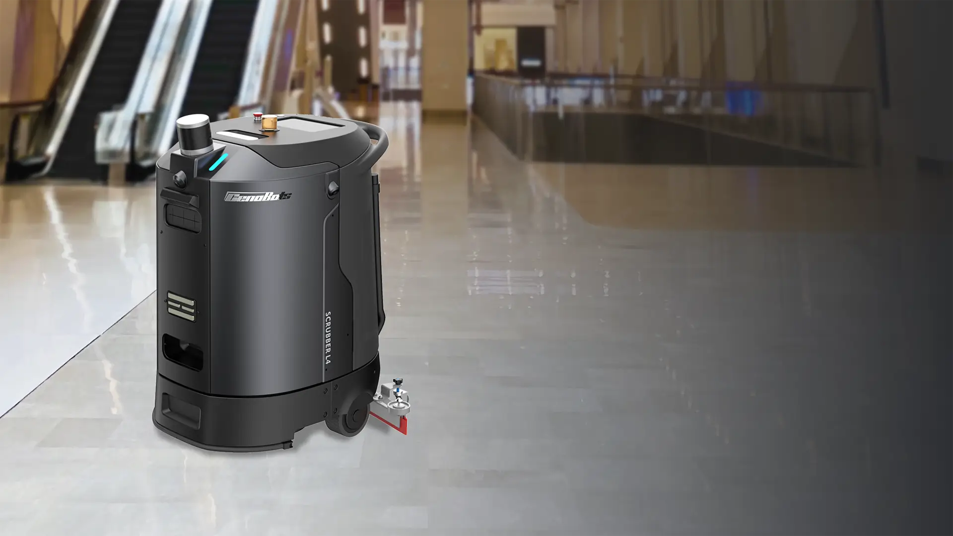 CenoBot L4 autonomous floor scrubber in a modern building