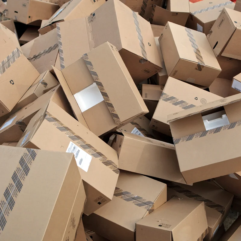 Cardboard boxes collected for recycling